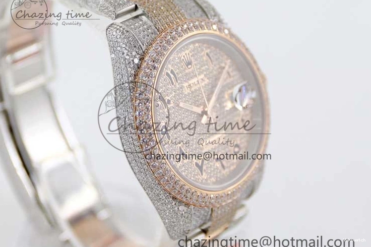 Markers Dial SS Edition A2824 Best Arabic Full on RG 41 Diamonds Bracelet TWF 1:1 Datejust 0313